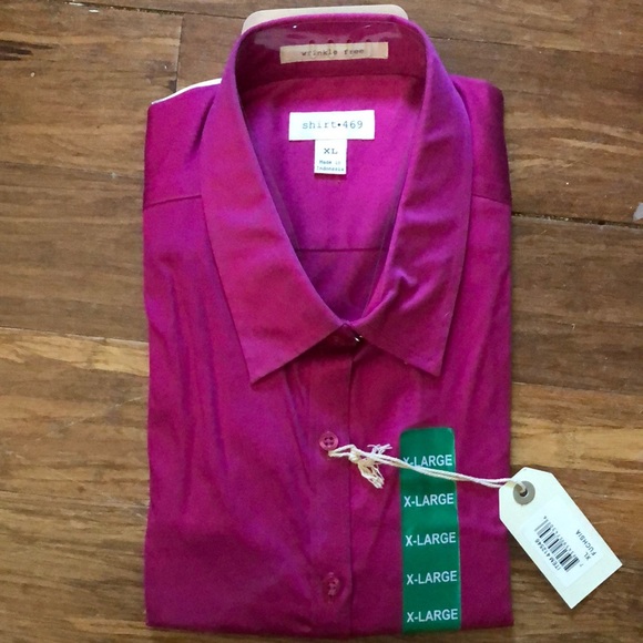 Shirt 469 Women’s Wrinkle Free Button Down Dress Shirt, Fuchsia, New With Tags - Picture 2 of 2
